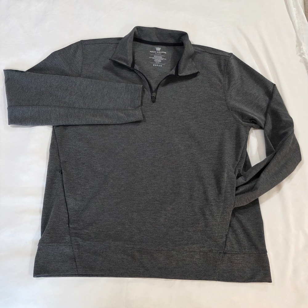 Mack Weldon Mens‎ XXL Charcoal Heather Grey Quarter Zip Pullover Tech Stretch